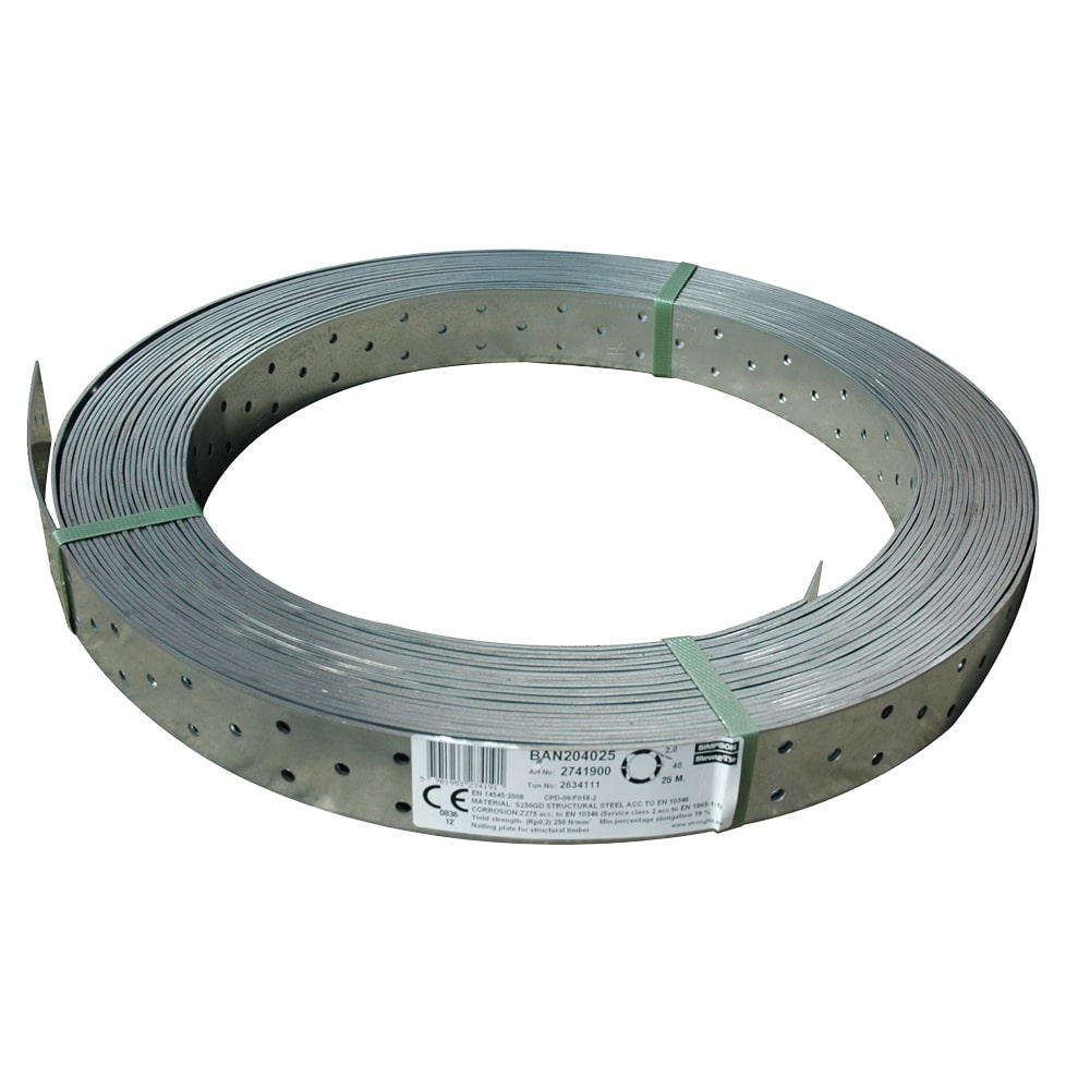 BAN metāla montāžas / stiprinājuma lenta (40 mm x 25 m; 1.5 mm)