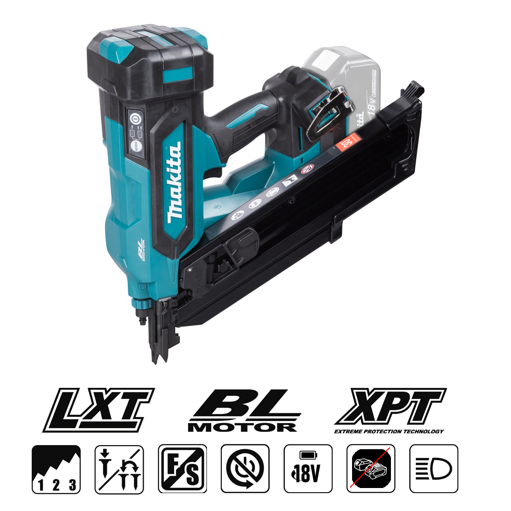 Makita DBN900 18V akumulatora konstrukciju naglotājs (50-90mm; 2.8-3.3mm; 34°; bez akumulatora)