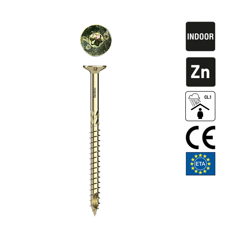 Skrūves kokam 5 X 50 - 70 mm (cinkotas, gremdgalva, TORX 20, Eurotec)