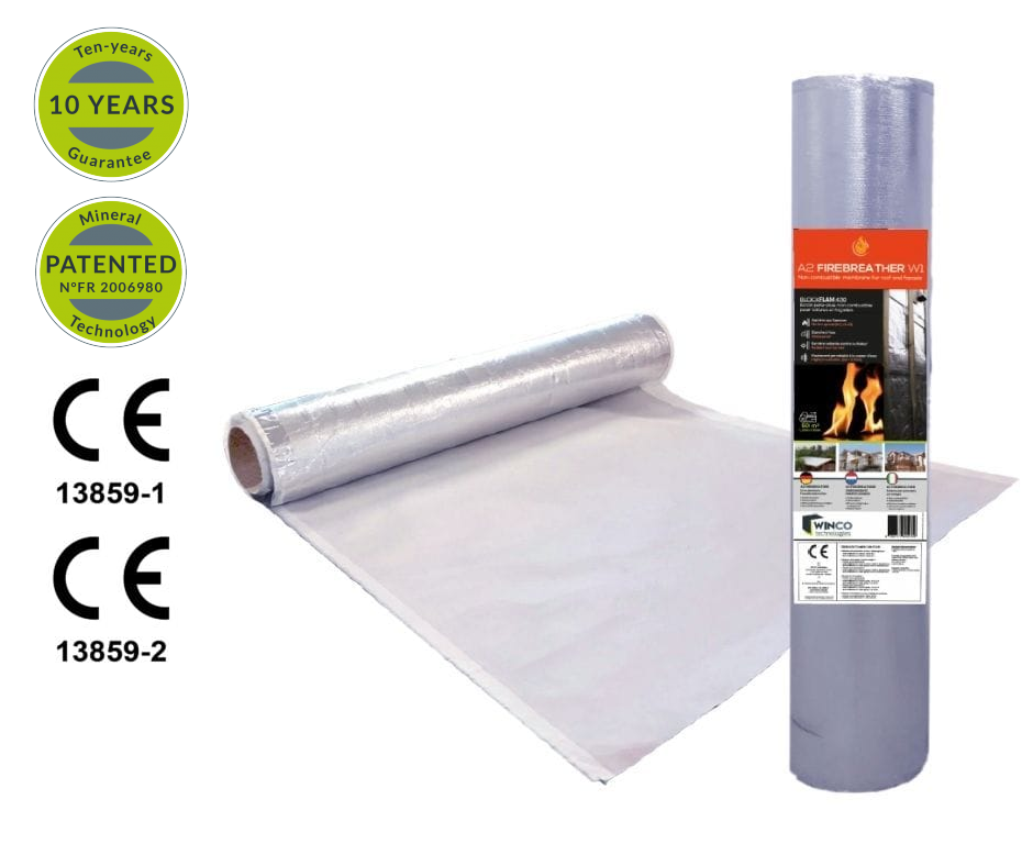 WINCO Firebreather Alu A2 W1 nedegoša un atstarojoša membrāna (1.2m x 35m/50m; 42m2/60m2)