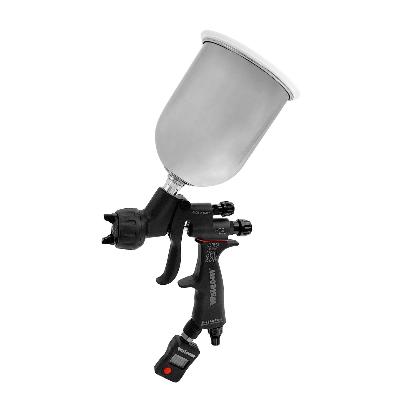 Genesi CARBONIO 360 EVO HTE BASE krāsošanas pistole (750cc aluminija tvertne; regulators; WALCOM)
