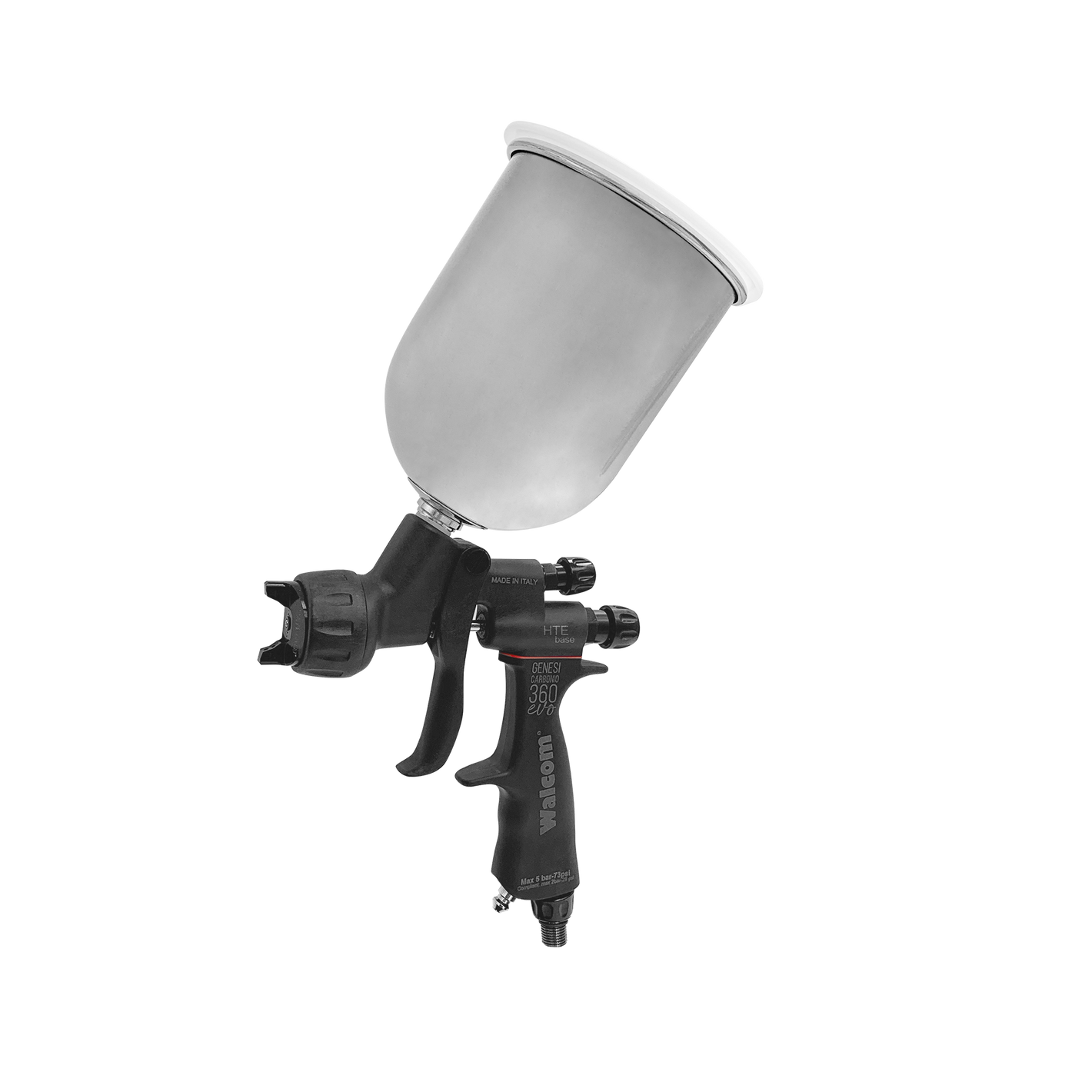 Walcom Genesi Carbonio 360 evo HTE Base krāsošanas pistole ar 750cc aluminija tvertni