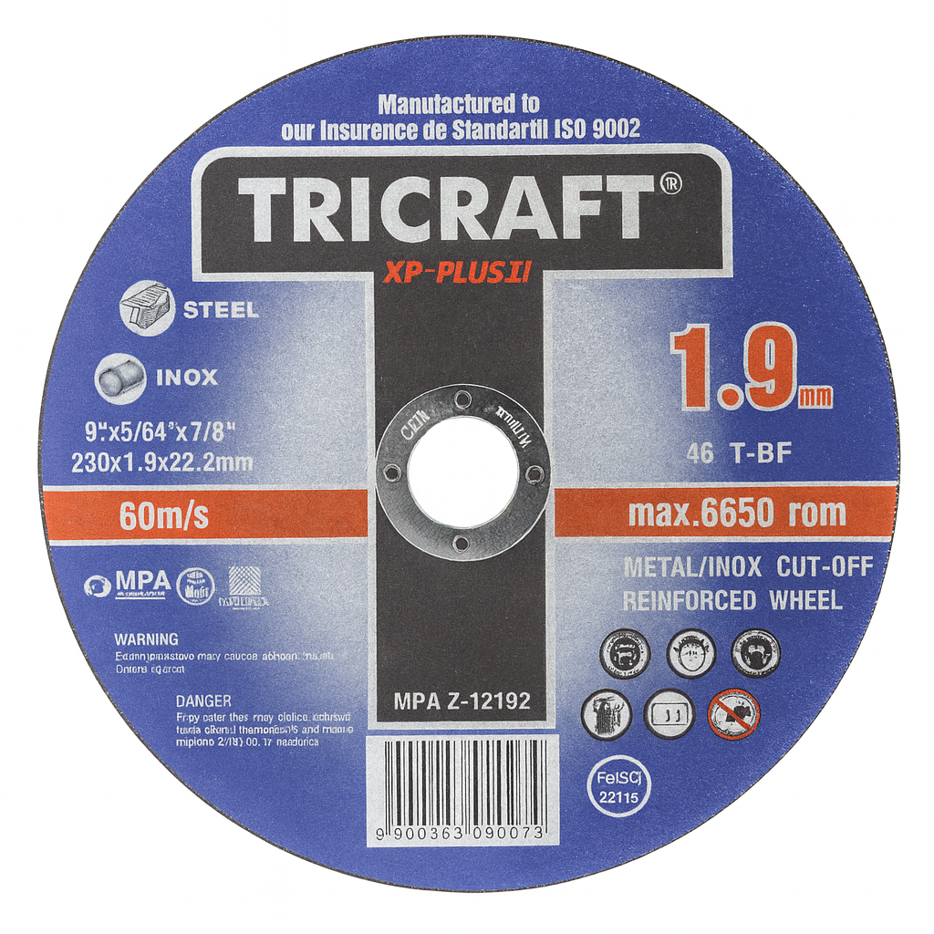 TRICRAFT XP Plus II Steel Cutting Disc – 230 × 1.9 × 22.2 mm (Metal/INOX)