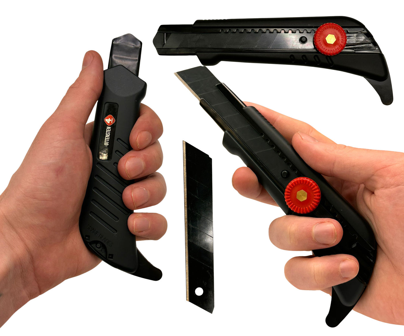 4PRO - Metal Snap-Off Utility Knife, with 3 Spare Blades (18 mm)