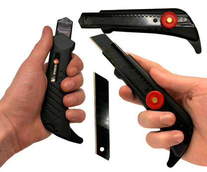 4PRO - Metal Snap-Off Utility Knife, with 3 Spare Blades (18 mm)