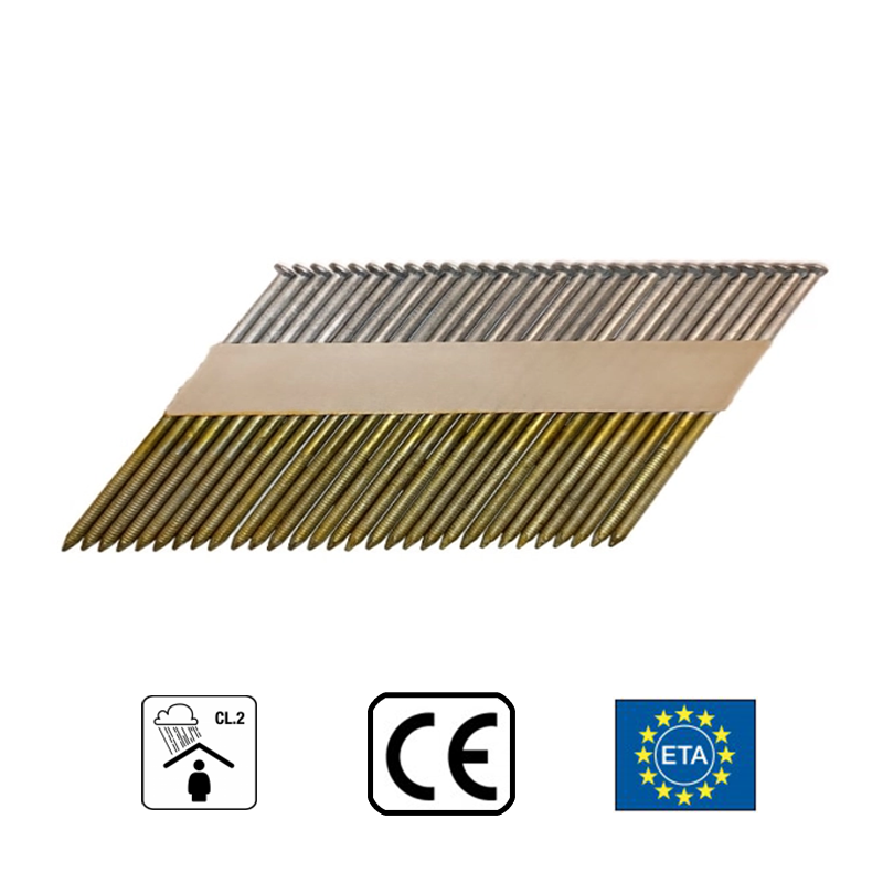 Celtniecības naglas kasetē 2.8x50 mm; 34°; cinkotas 12mk.; rievotas (3000 g.)