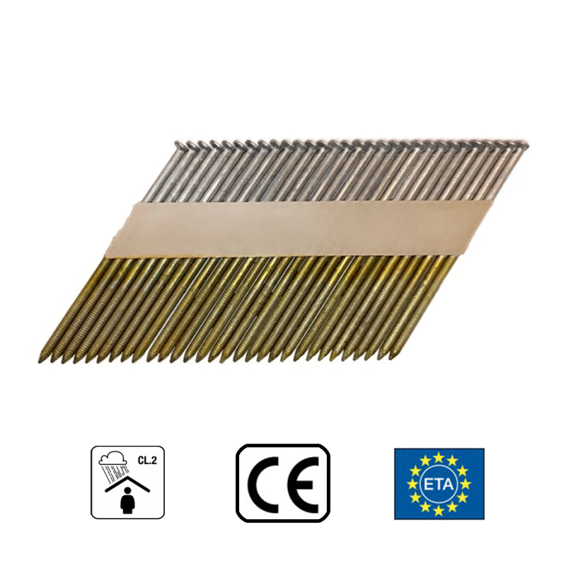 Celtniecības naglas kasetē 3.1x70 mm; 34°; cinkotas 12mk.; rievotas (3000 g.)