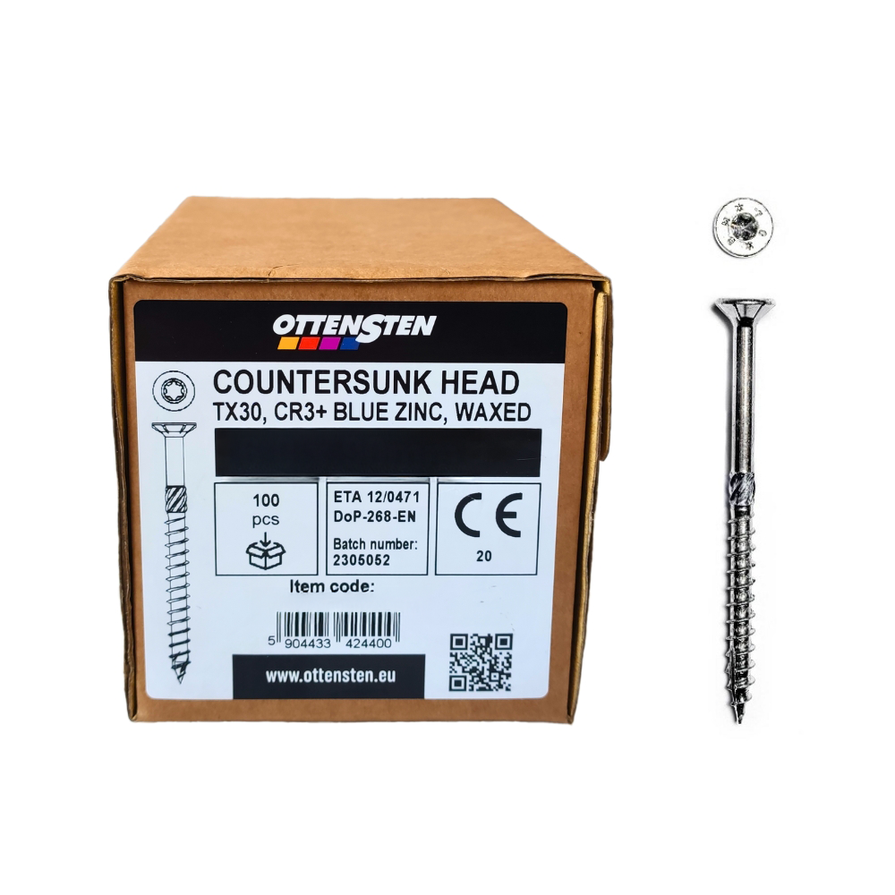 Wood Screw 4 X 30-60 mm (TORX 20, for Interior Use, Galvanized, Countersunk Head, 200 pcs., Ottensten)