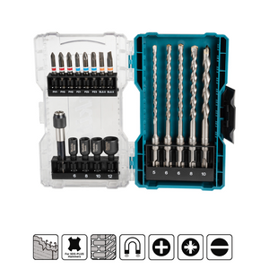 18 daļu urbju un uzgaļu komplekts ar SDS-PLUS – Makita E-07026-10 (10 komplekti ar displeju)