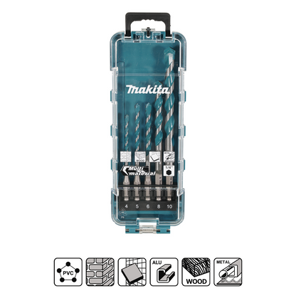 Universālais urbju komplekts Makita E-16732 TCT, 1/4", 5 gab. (4–10 mm)