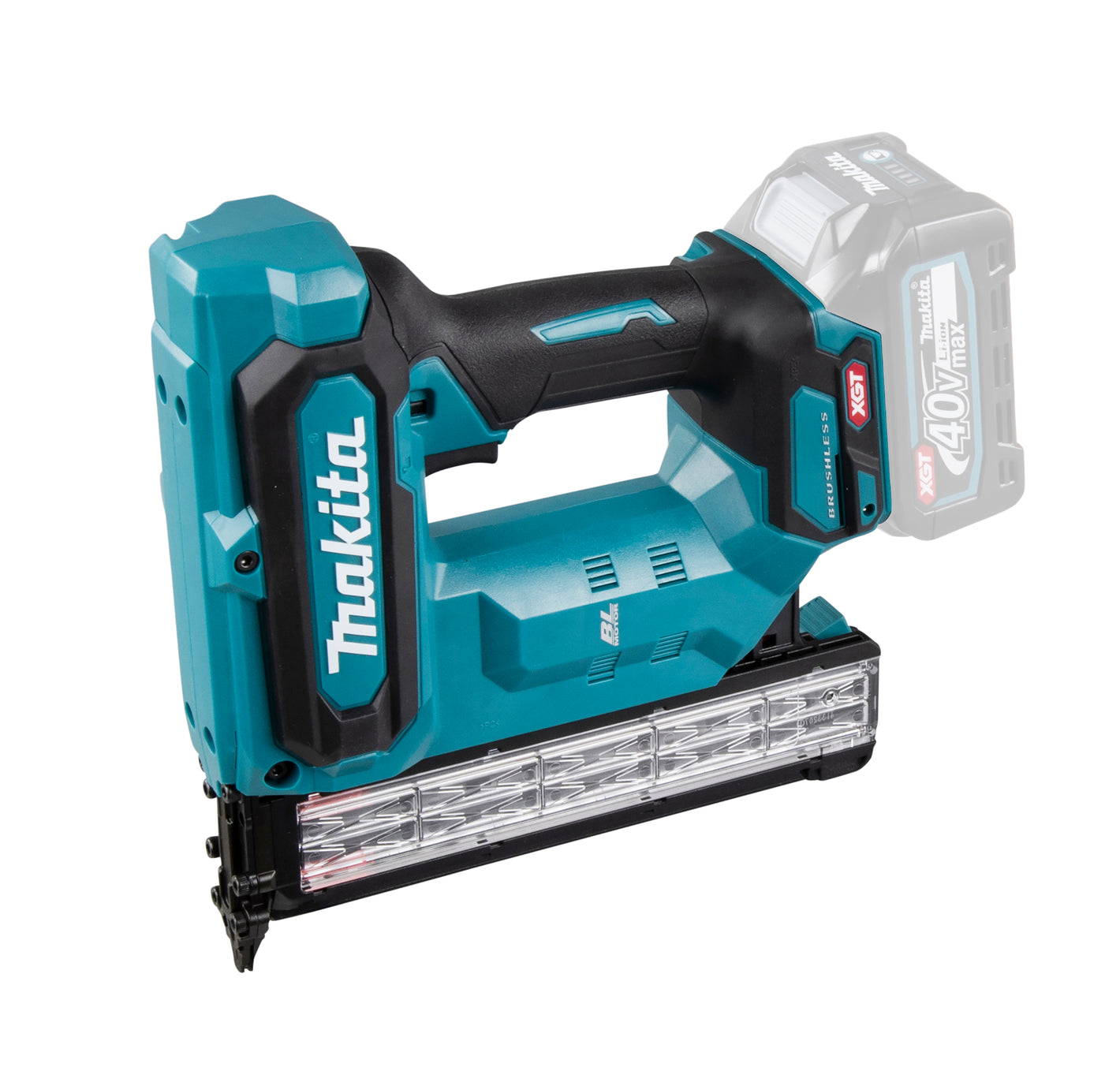 Makita XGT FN001G akumulatora apdares naglotājs 40Vmax – 18Ga, 15–40 mm