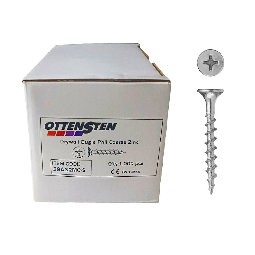 Skrūves reģipsim cinkotas 3,9 X 32-42mm (cinkotas, bērtās, ģipškartons - koks)