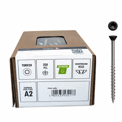 Nerūsējošā tērauda skrūve A2 4.2 mm TX20 iegremdējama galva melna