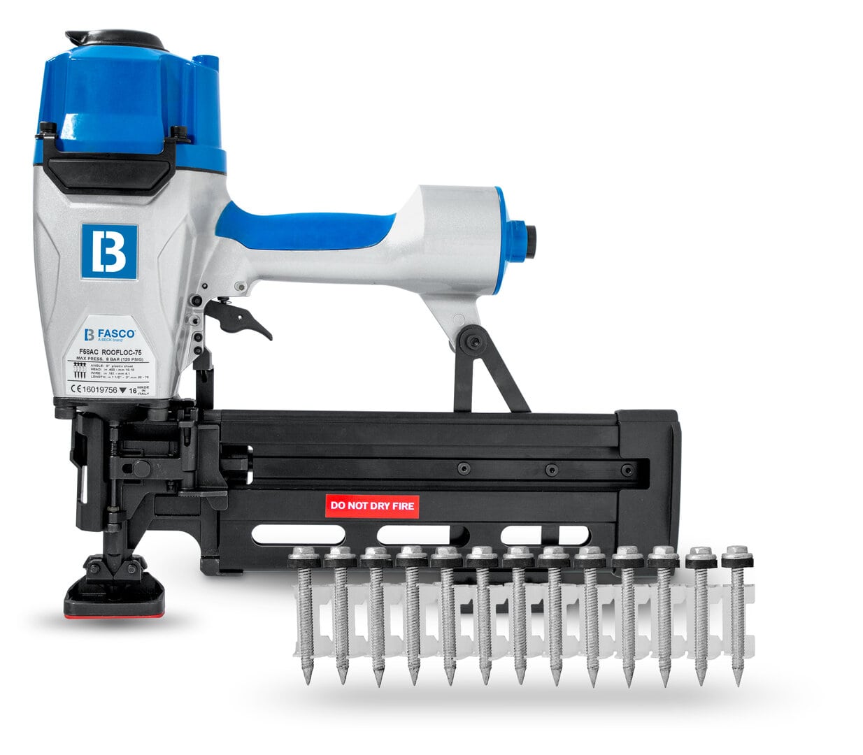 FASCO metāla jumta skrūvnaglu pneimatiskais naglotājs (38 - 75 mm; 0°)