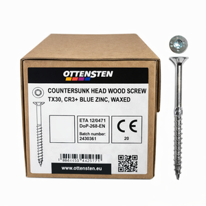 Skrūves kokam 6x60–240 mm TX cinkotas ar gremdgalvu (SK)