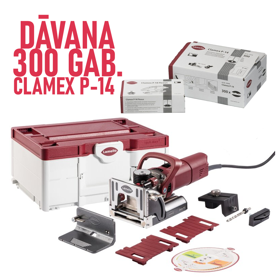 Lamello Zeta P2 frēzmašīna ar dimanta frēzi + 300 clamex P-14 savienojumi dāvanā