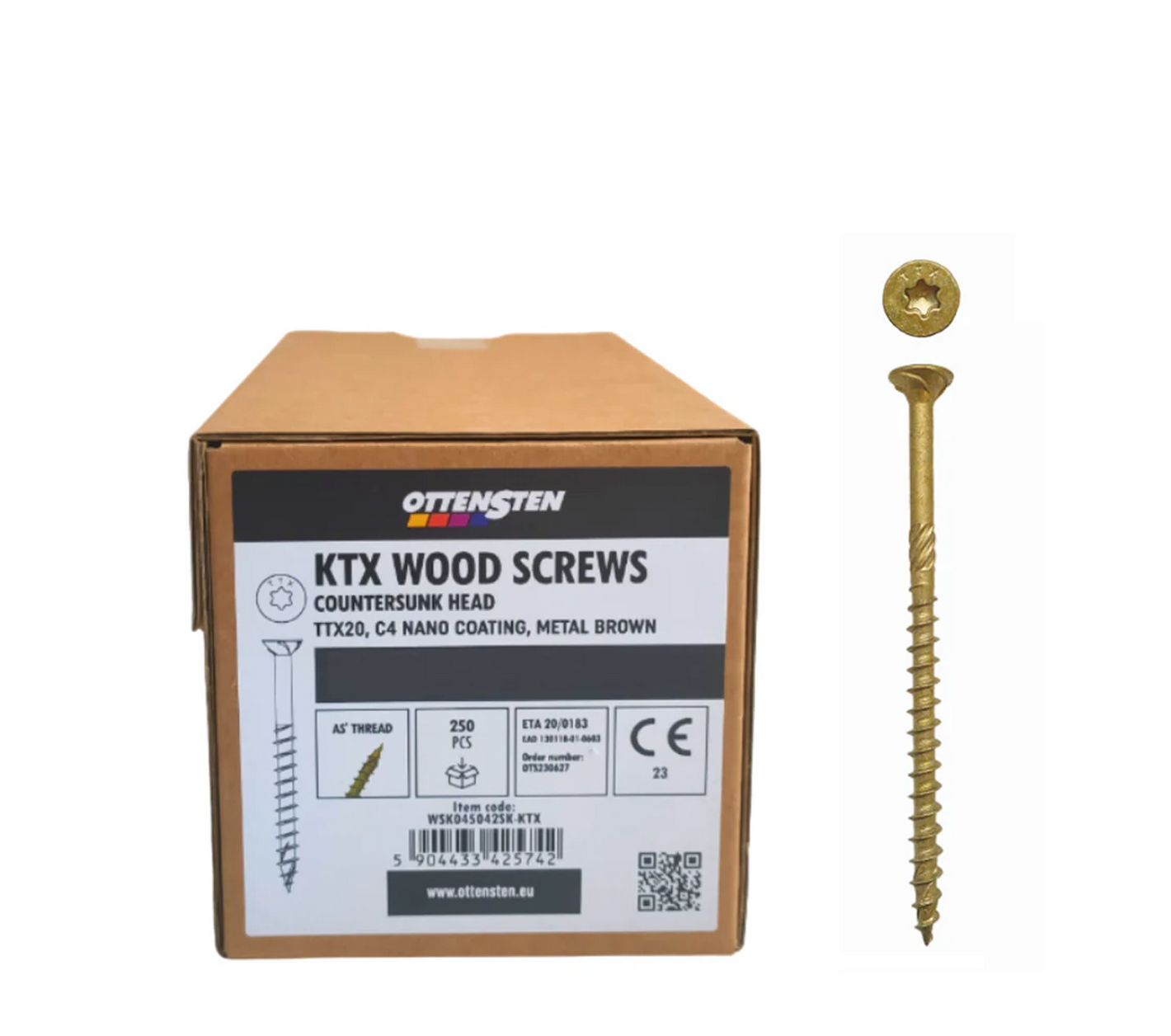 Ottensten - KTX Wood Screws with Countersunk Head, TTX20 (4.8 x 75 mm) (250 pcs) C4