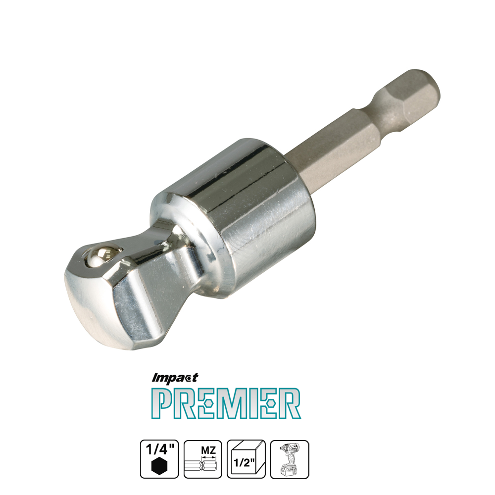 Impact Premier Universal Socket Adapter 1/2" SQ to 1/4" Hex 60 mm
