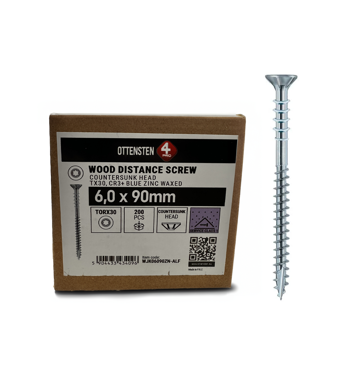 Justitec Distance Screws 6 x 90 mm Dual Thread Adjustable Wood Screws; 4PRO