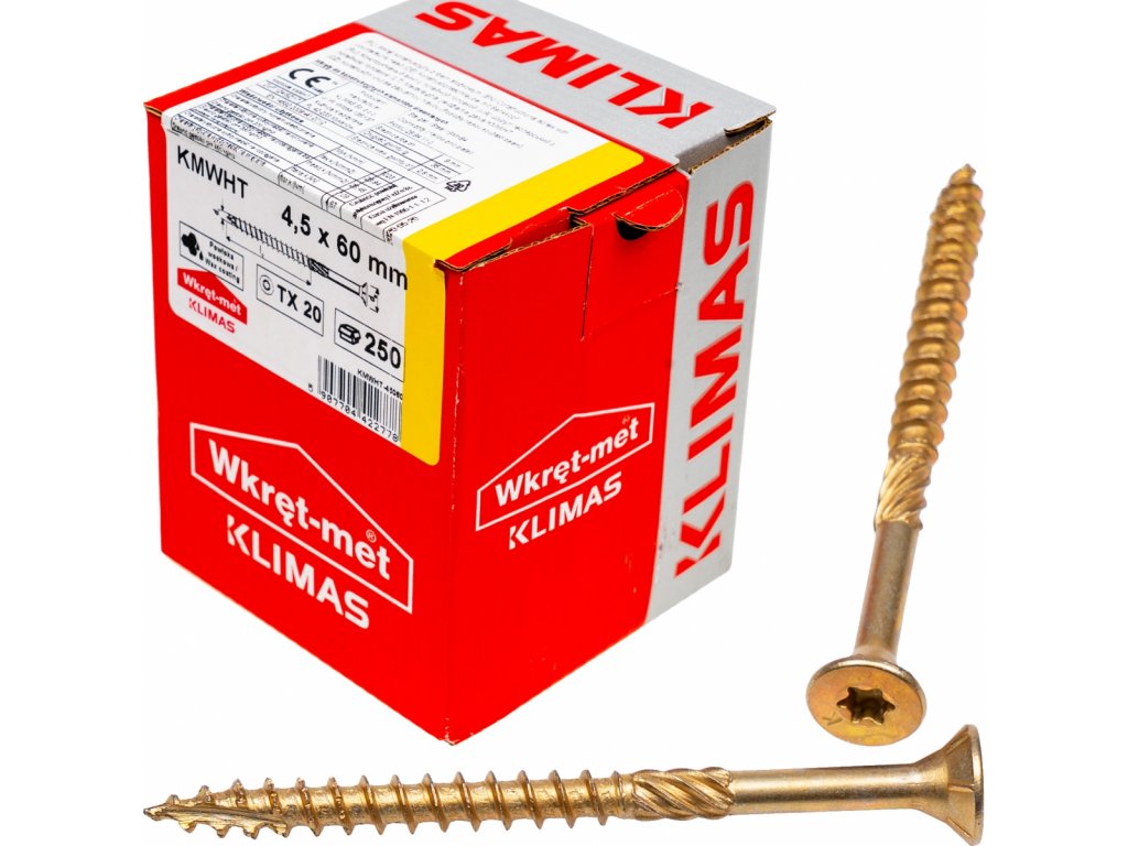 WKRET-MET KMWHT - Countersunk Head Screws (4.5 x 50-60 mm) (250 pcs)