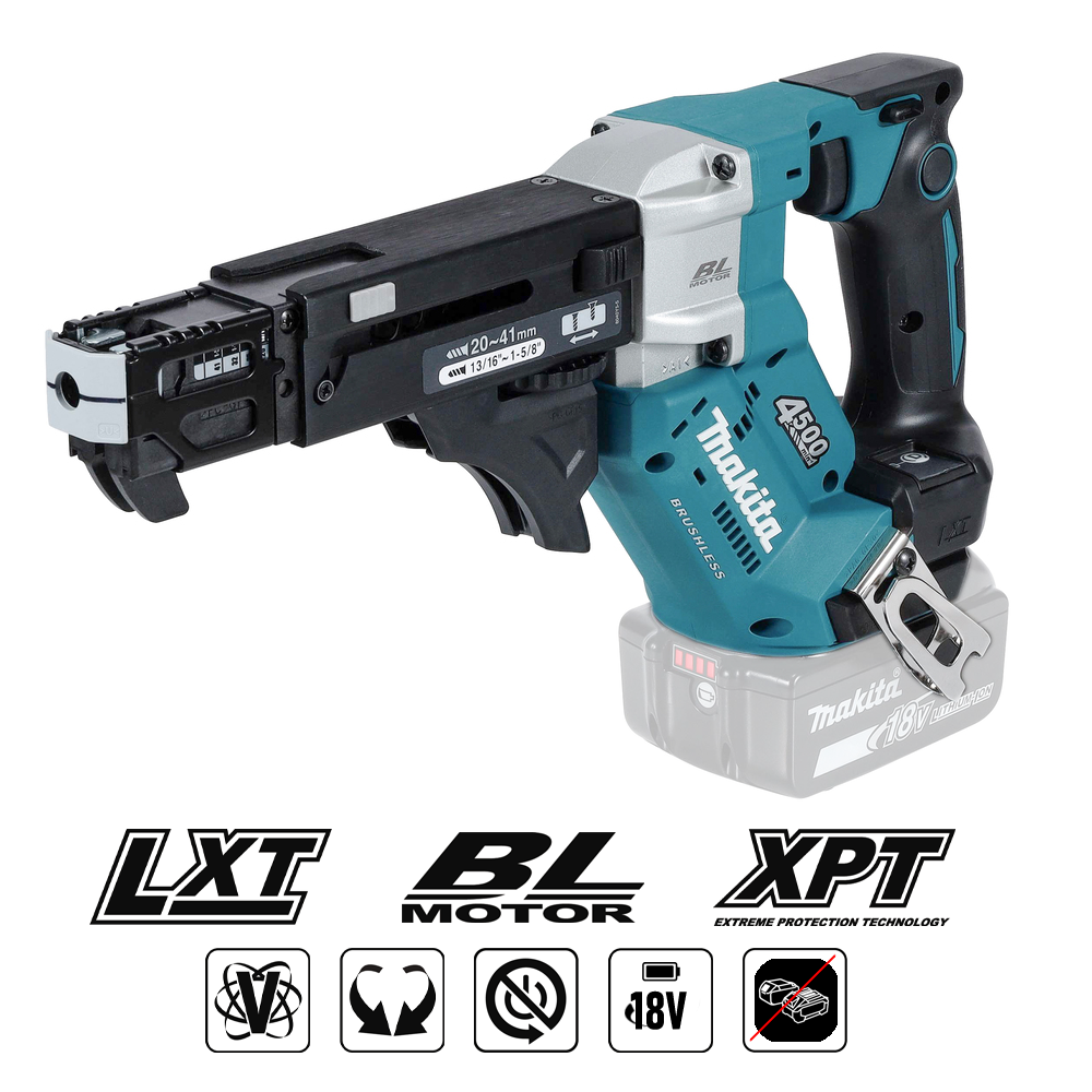 Makita 18V LXT skrūvmašīna DFR453Z (automātiskā skrūvju padeve; 20-41mm; bez akumulatora)