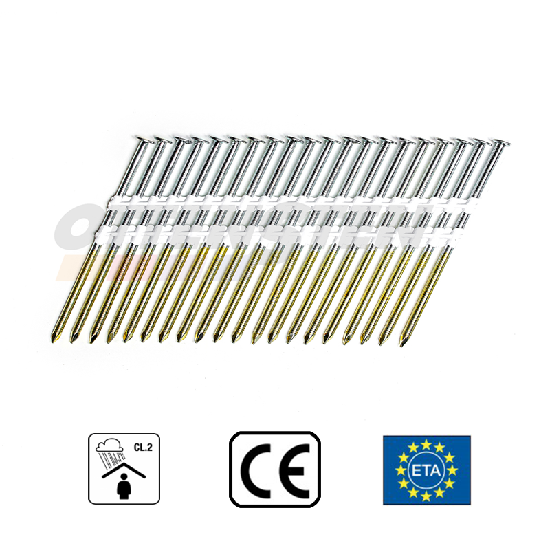 Construction Nails in Collated Strips 2.8x65 mm; 21°; Galvanized 12µm; Full Head; Ring Shank (3000 pcs) - SENCO