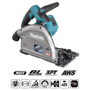 Makita XGT SP001G iegremdējamais ripzāģis (40Vmax, 165 mm, AWS)