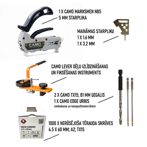 Terases montāžas PRO komplekts – pilns risinājums profesionālai slēptajai montāžai