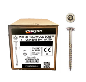 Skrūves kokam 8 X 80-400mm (cinkotas CR3+Zn, WAXED, pievelkošā galva, TORX 40, OTTENSTEN)