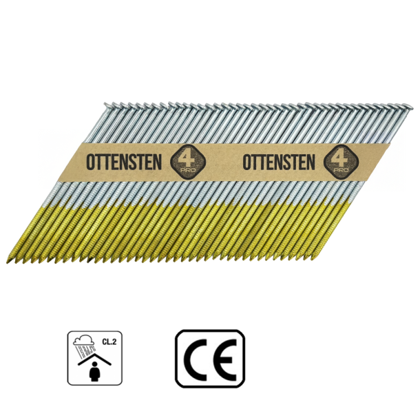 Celtniecības naglas kasetē 3.1x90 mm; 34°; cinkotas 12mk.; rievotas (1000 g.) - 4PRO (1)
