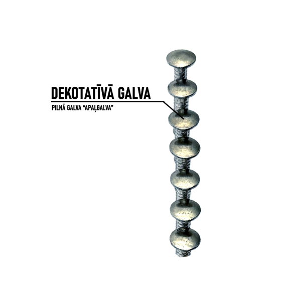 Nerūsējošā tērauda naglas kasetē 2.8x65 mm, A4, 34°, pilngalvas, rievotas (1000 gab., dekoratīva galva) (2)