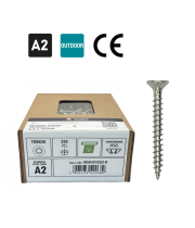 Nerūsējošā tērauda terases skrūves 4.2 x 42mm (terases skrūves, fasādes skrūves TX20 galva, CE sertifikāts, A2, 250 gab.)