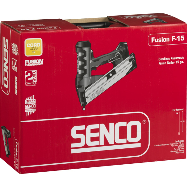SENCO FUSION F15XP-18V akumulatora apdares naglošanas pistole (32-64mm; 1.8mm / 15ga; 34°; 2 akumulatori) (4)