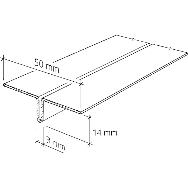 T formas profils sienu un jumta konstrukcijām (1.0 x 50 x 3100 mm) (2)