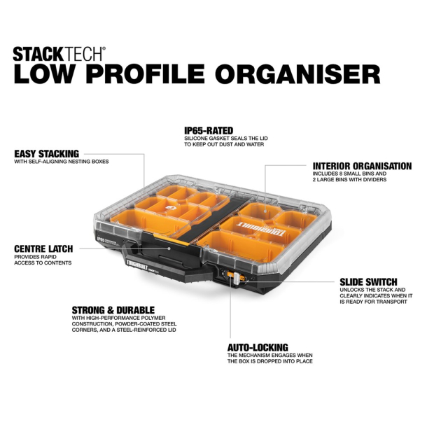 ToughBuilt StackTech zema profila organizators ar IP65 aizsardzību (5)