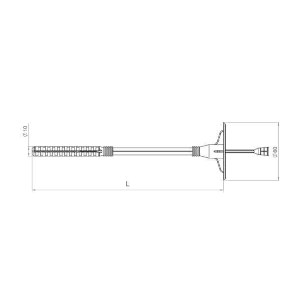 Izolācijas dībelis ar metāla naglu 10x220mm (60mm plāksni) (2)