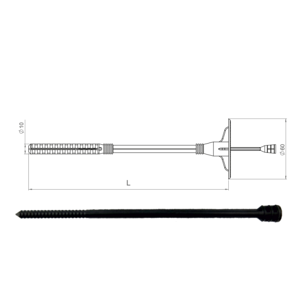 Izolācijas dībelis ar plastmasas naglu 10x160mm (60mm plāksni) (2)