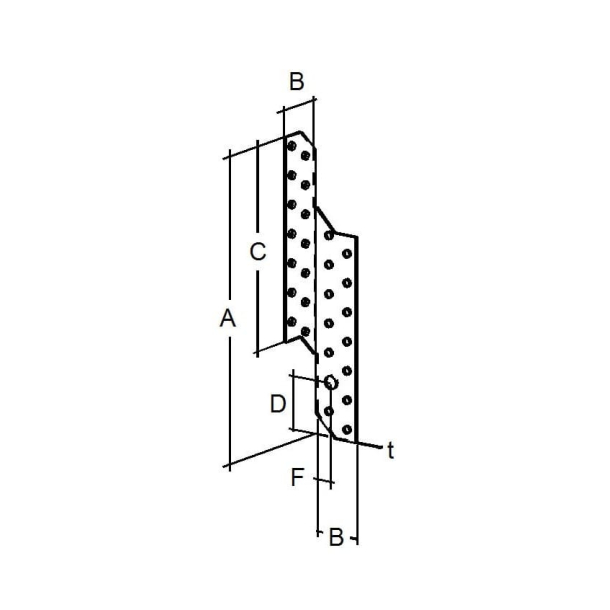 Nesošā plāksne SPF spāru savienojuma leņķis ( 170 - 370 mm; kreisā puse) (3)